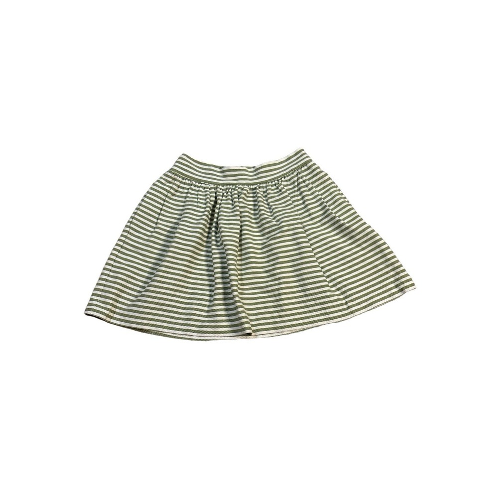Pins and Needles Olive Green White Striped Mini Skirt Size 4 Cotton Blend Zip